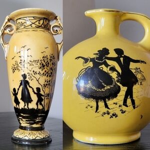 Lot 2 Vintage Czechoslovakia Pottery Vases Pitchers Silhouettes
